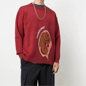 Pleasures Utero Jaquard Sweater Maroon'